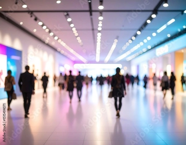 Fototapeta Blurred view of people walking in a shopping mall