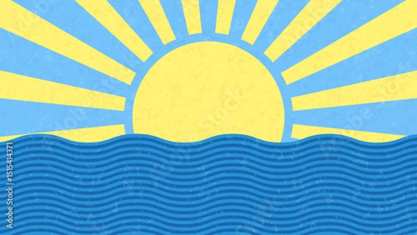 Obraz Vintage background with sea and sun. Summer retro poster. Sunset or sunrise