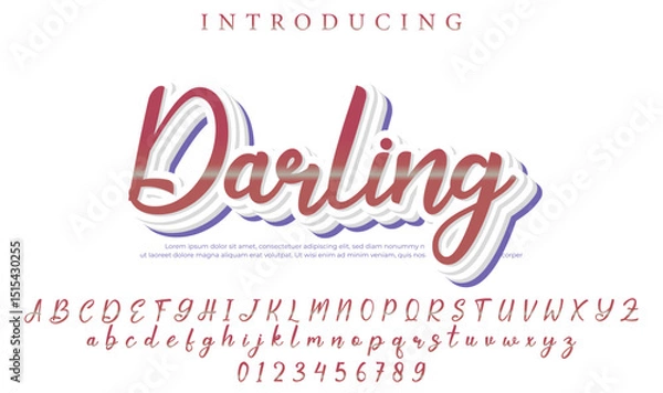 Fototapeta Darling Font Stylish brush painted an uppercase vector letters, alphabet, typeface