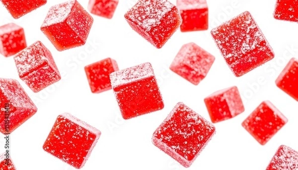 Obraz Red Candy Cubes Falling White.