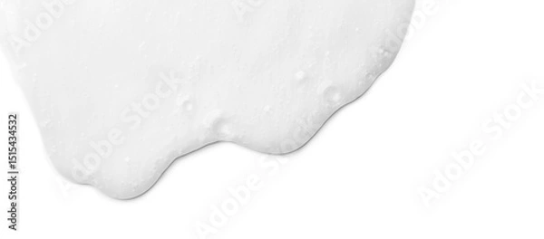 Fototapeta Foam border design, white foam isolated on white background, close up. Liquid soap, shampoo bubbles, Foam bubbles backdrop. Soap sud macro structure. Clean, cleaning, washing. Top view