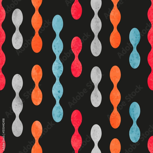 Obraz Abstract watercolor shapes seamless pattern. Vector colorful geometric background in red, orange and blue colors
