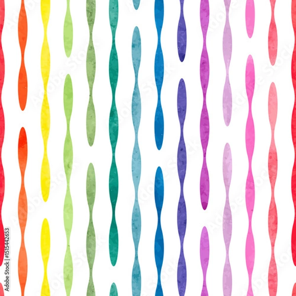 Obraz Watercolor vertical stripes seamless colorful pattern. Striped vector geometric background