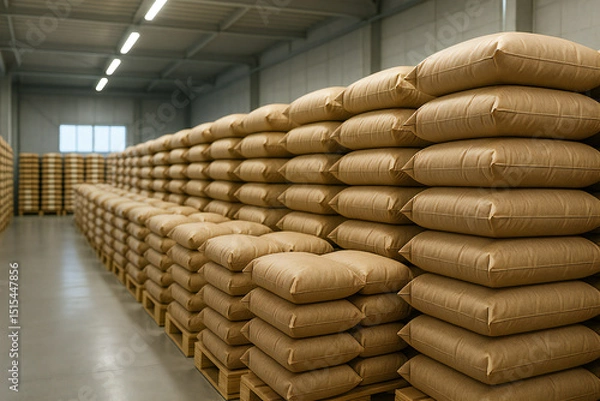 Obraz 備蓄米が大量に積まれた倉庫