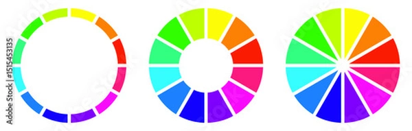 Fototapeta color wheel vector set with 12 colors , circle palette sign