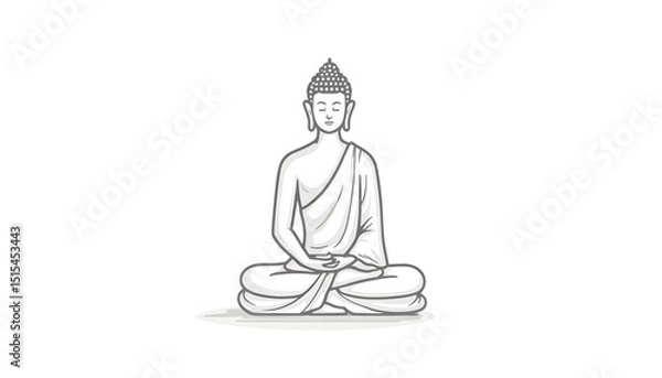 Fototapeta A Buddha sits in a meditative pose wearing simple robes with a serene expression