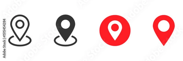 Fototapeta Location icon symbol , Map pin place marker. location pointer icon symbol in flat style. Red Location pin icon, Navigation sign