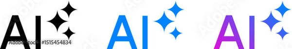 Fototapeta Generative AI logo icon magic sparkle stars symbol , Artificial intelligence sign. Vector ai generated icon blue logo