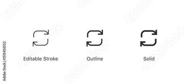Fototapeta Refresh icon vector. recycle vector icon symbol. Repeat and reload icons set and two arrows rotation circle. Sync icon symbol convert button sign. editable stroke, solid, outline style