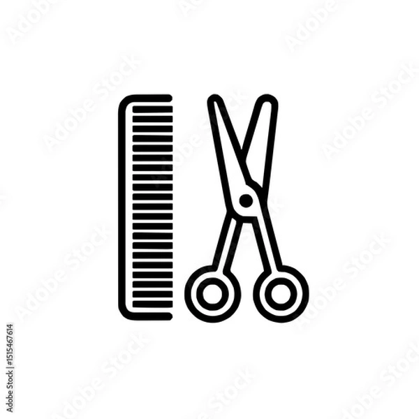 Fototapeta Stylized Hairdresser Icon with Scissors and Comb