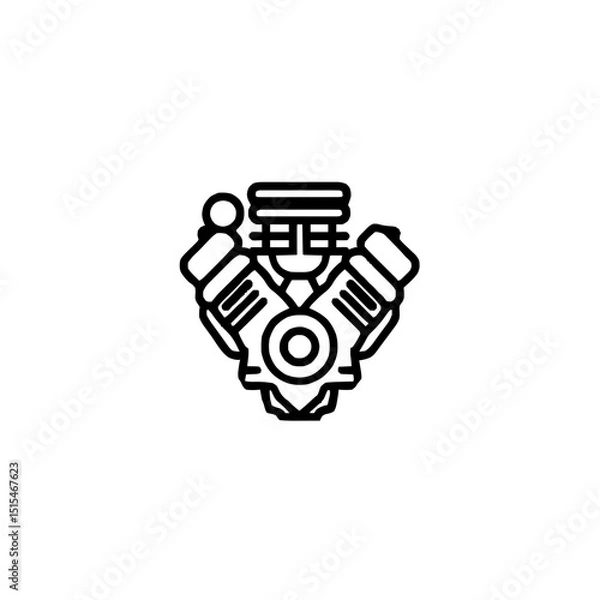 Fototapeta Stylized Car Engine and Tools for Professional Branding