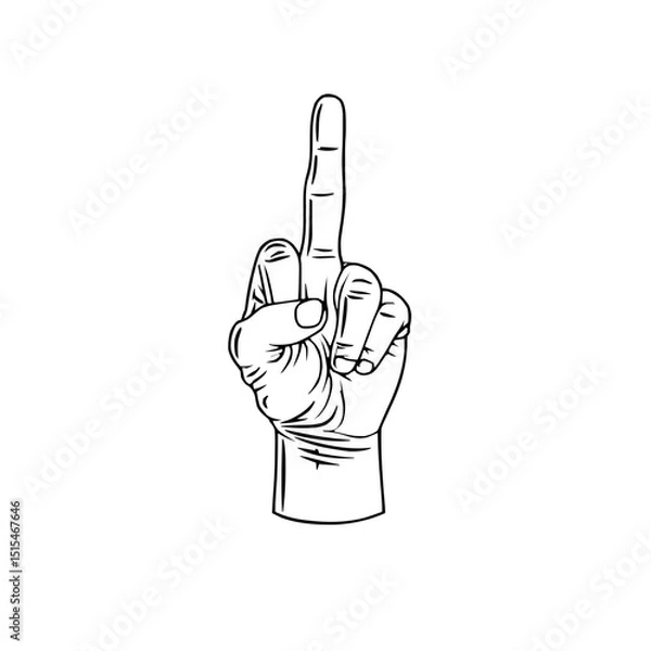 Fototapeta Expressive Lineart Depicting Defiant Hand Gesture