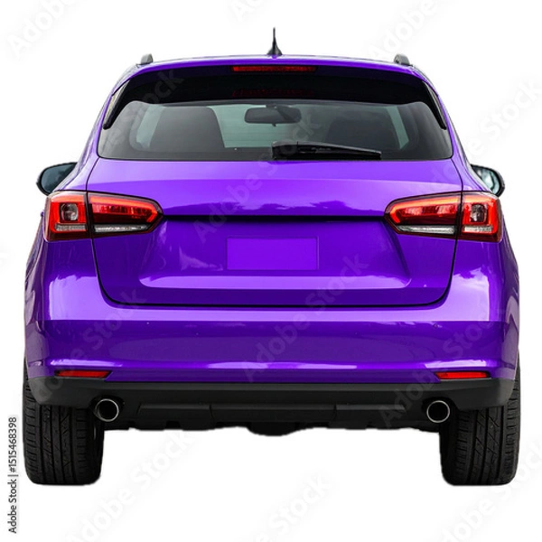 Obraz purple car back view isolated on transparent white background, clipping path