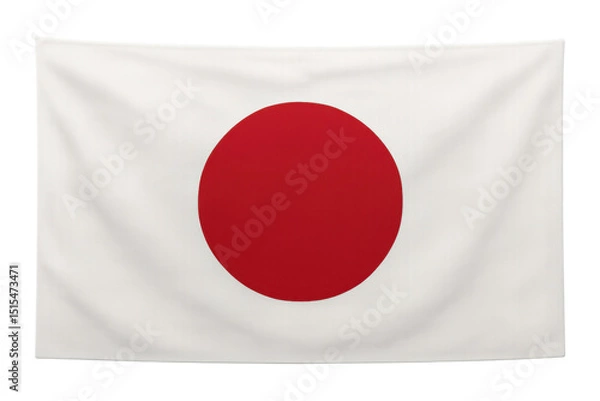 Obraz Realistic japanese flag waving gracefully against a transparent background, symbolizing national pride and cultural identity with vibrant red and white colors