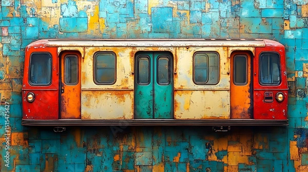 Obraz Rusty Train Car Illustration