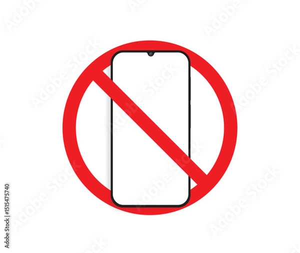 Fototapeta No Phone prohibition warning sign Bannd device Vector illustration isolated on white background illustration