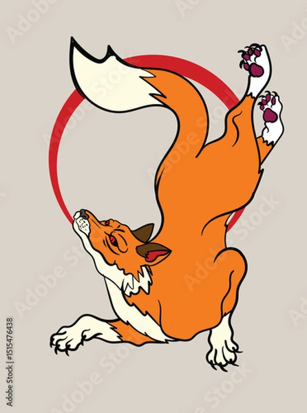 Fototapeta fox illustration with japanese style for kaijune event
