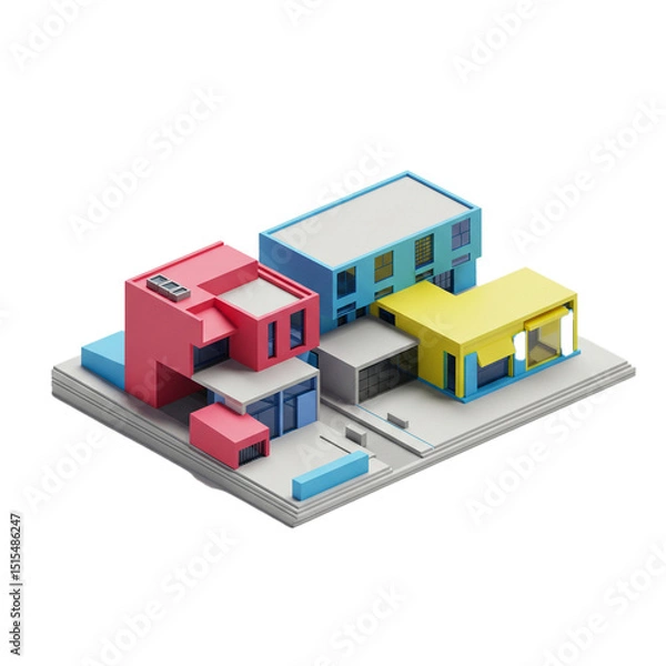 Fototapeta Colorful modern architecture model representing urban planning and innovative design for living
