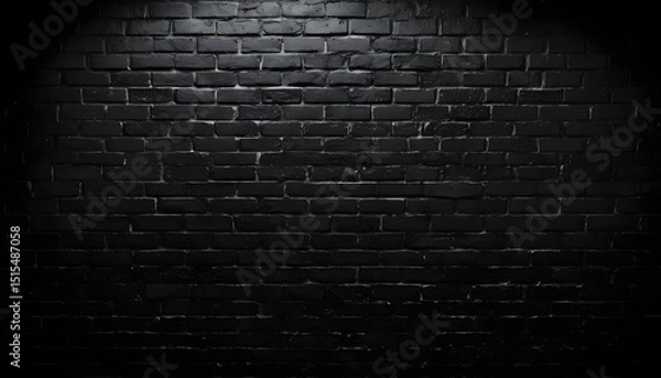 Obraz Dark Textured Black Brick Wall with Subtle Lighting and Shadows

