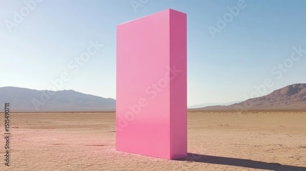 Obraz Desert Abstraction: A monolithic pink structure disrupts the arid landscape's tranquility