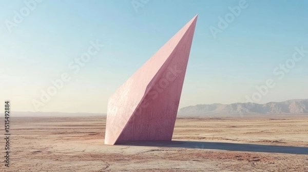 Obraz Pink monolith reaching skyward amidst the parched expanse of the desert landscape