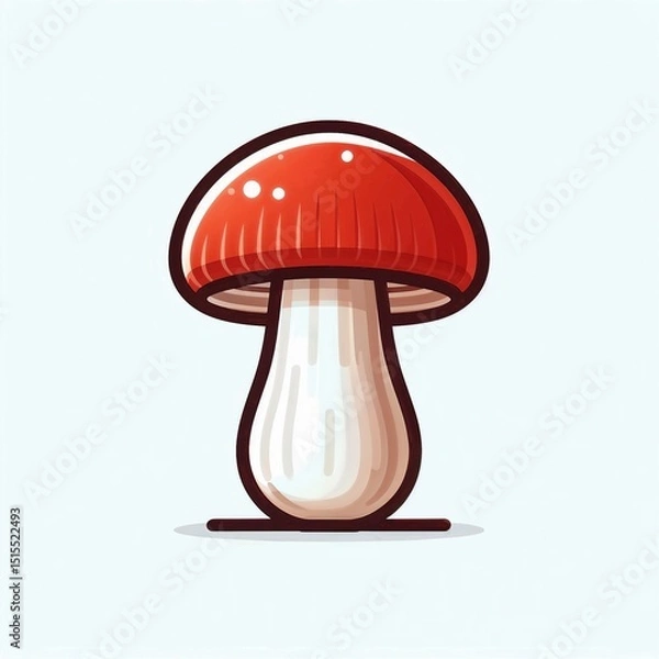 Fototapeta Vibrant red-capped mushroom with a white stem, symbolizing foraging in the autumn forest