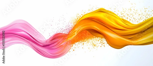 Fototapeta Abstract Dynamic Pink And Orange Waves On White Background