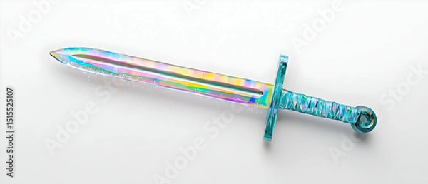 Fototapeta Colorful Iridescent Sword On White Background