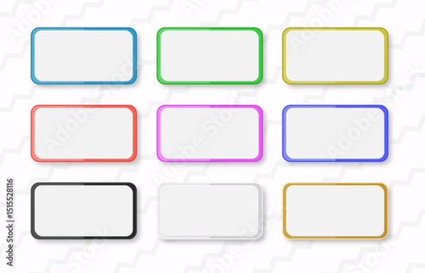 Fototapeta Set of Colorful Blank Rectangle Labels and Buttons