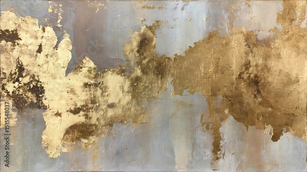 Obraz Gold glamour abstraction acrylic paint layered distinct texture minimalist chicory forms subdued background