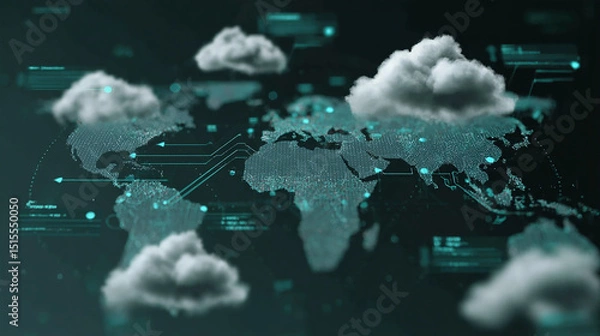 Fototapeta Illuminating Global Connections Through Digital Networks