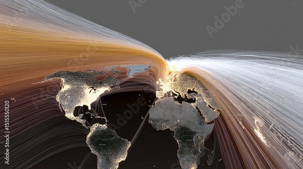 Fototapeta Illuminating Global Connections Through Digital Networks