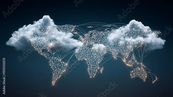 Fototapeta Exploring the Digital Cloud Connectivity Across the Globe