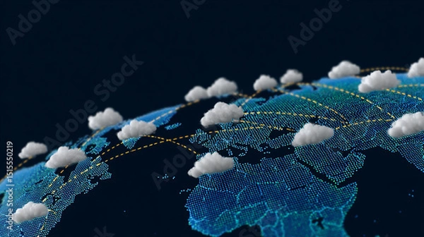 Fototapeta Exploring the Digital Cloud Connectivity Across the Globe