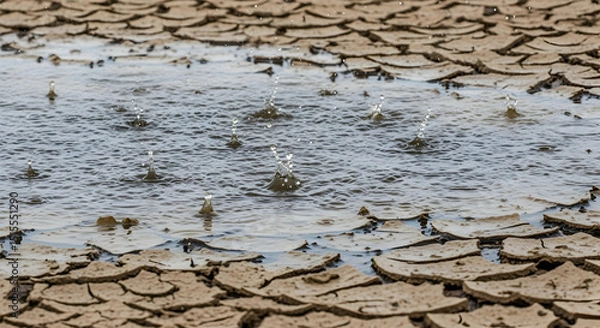 Obraz Raining Hope Restoring Life Into Parched Earth Nature Rejuvenation Revival