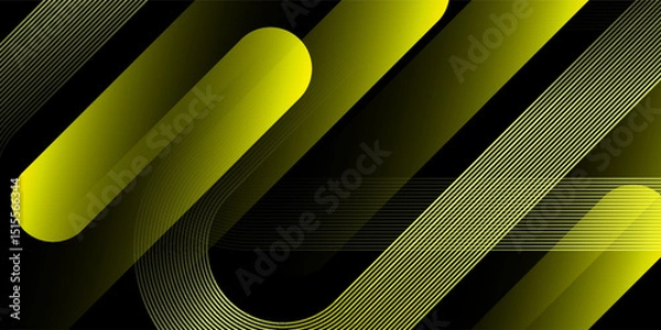 Fototapeta Black abstract backround with yellow curve line for backdrop or presentation