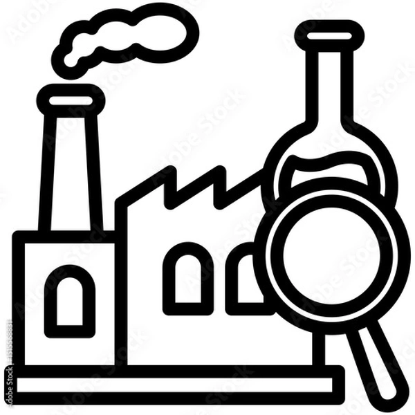 Fototapeta Industry Link mini illustration black outline icon, use for research and development, education, industry, UI, UX kit, app and web development, digital or print.