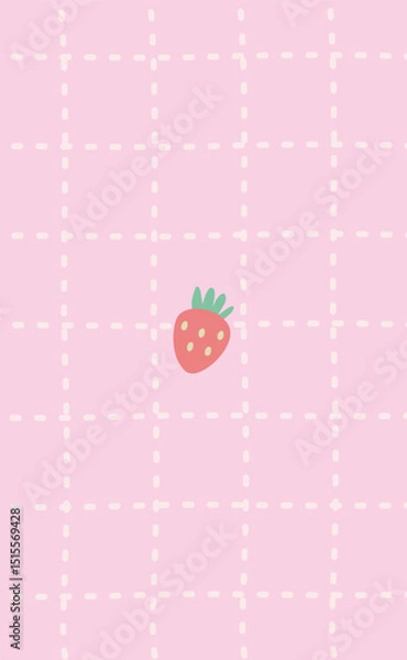 Obraz strawberry with pink grid background 