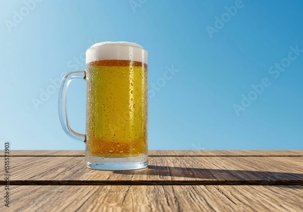 Obraz 青空の下　ビアガーデンで冷えたビールを楽しむ