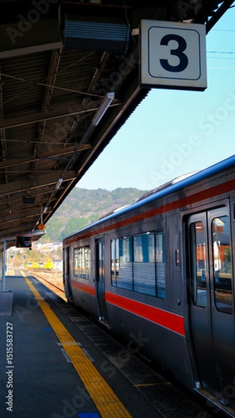 Fototapeta 近鉄が無人駅に止まる