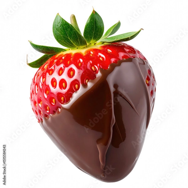 Obraz A fresh strawberry dipped in luxurious chocolate isolated on a transparent background highlighting its juicy texture for delectable treats