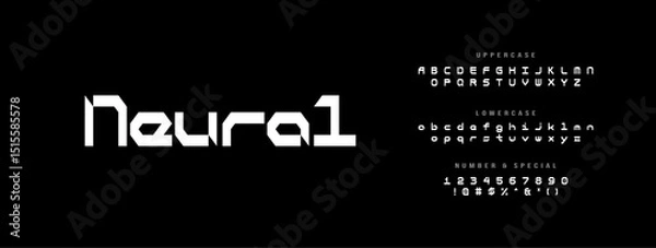 Fototapeta Modern Geometric Neural Font perfect for branding design projects logos and stylish typography applications offering a clean and scalable typeface