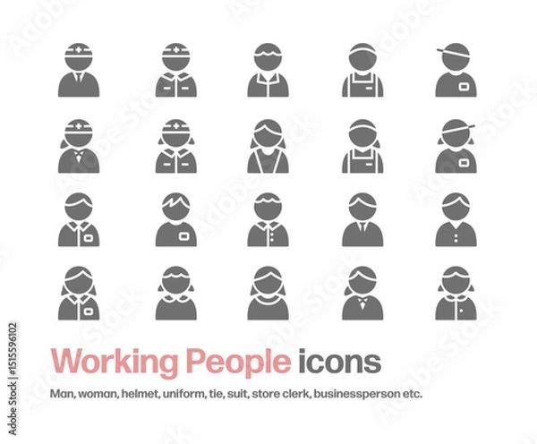 Fototapeta 色々な職業の人々のアイコンセット