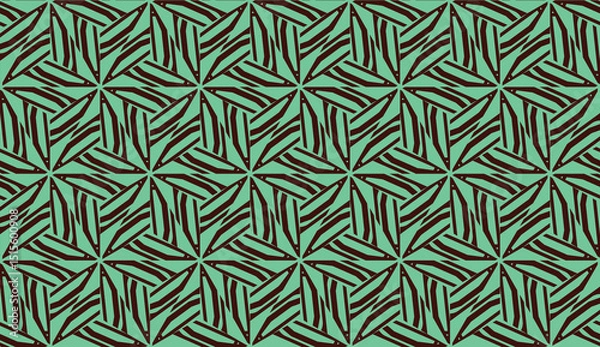 Fototapeta Template with geometric pattern. Vector illustration. Triangles style. Green, chocolate color. Seamless