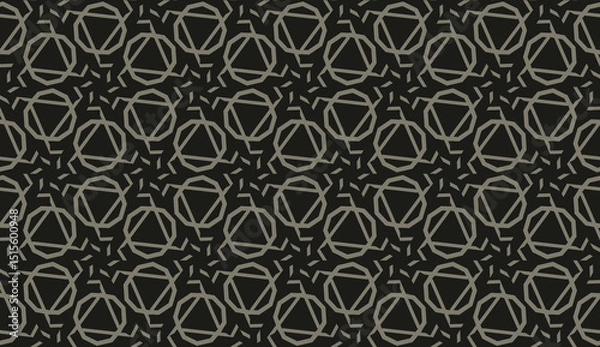 Fototapeta For interior wallpaper, smart design, fashion print.Vector seamless illustration with pattern in triangles style. Dark black color.