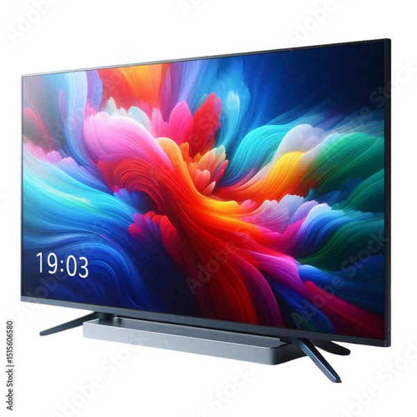 Fototapeta Modern smart tv with colorful abstract screen isolated on transparent background isolated on white background