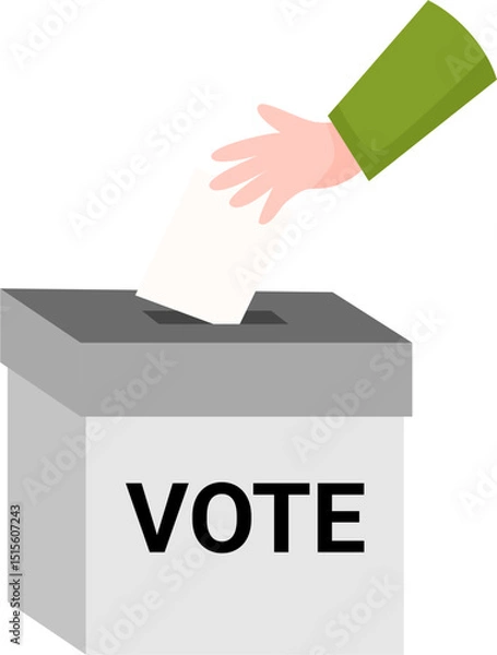 Fototapeta Ballot box with hand submitting vote.