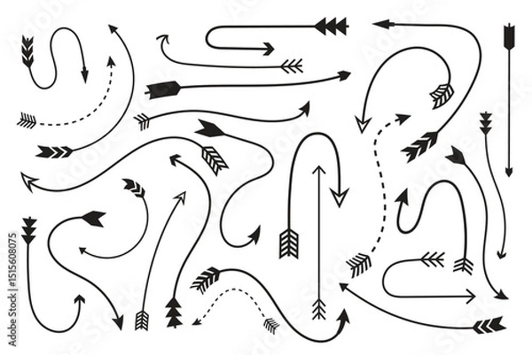 Fototapeta Collection of varied arrow designs pointing in different directions
