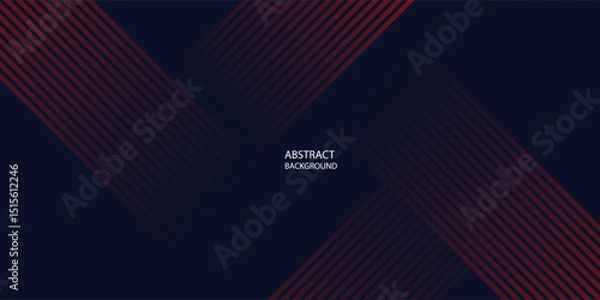Obraz Abstract banner design. Red diagonal lines on dark blue background. Modern graphic. Futuristic technology concept. Suit for cover, header, business, presentation, website, flyer