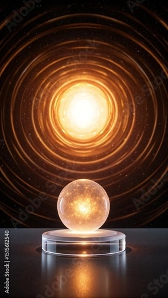 Fototapeta Floating display base beneath glowing vortex